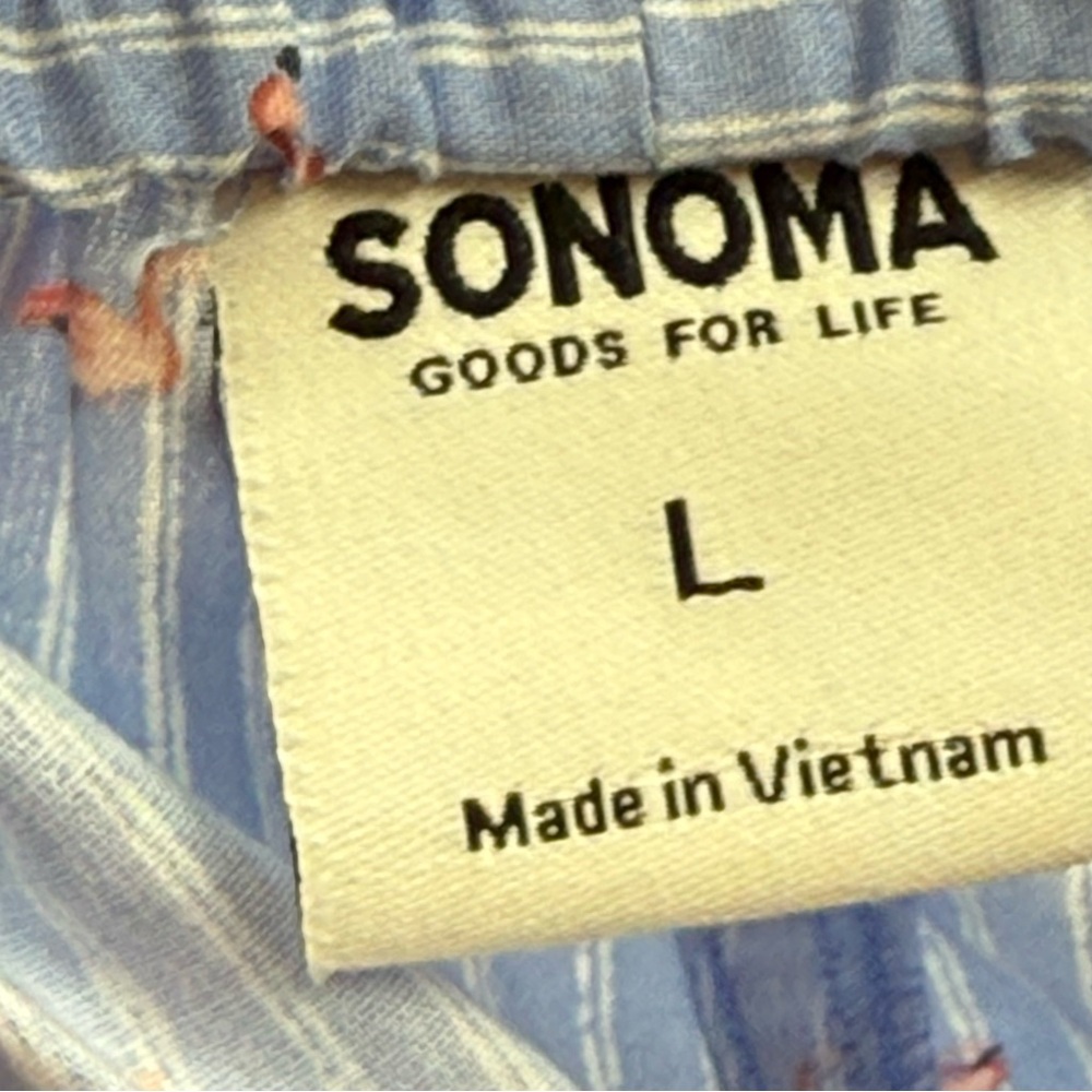 Sonoma Mens Size Large Woven Pajama Pants flamingos blue stripe NWT - Picture 5 of 10